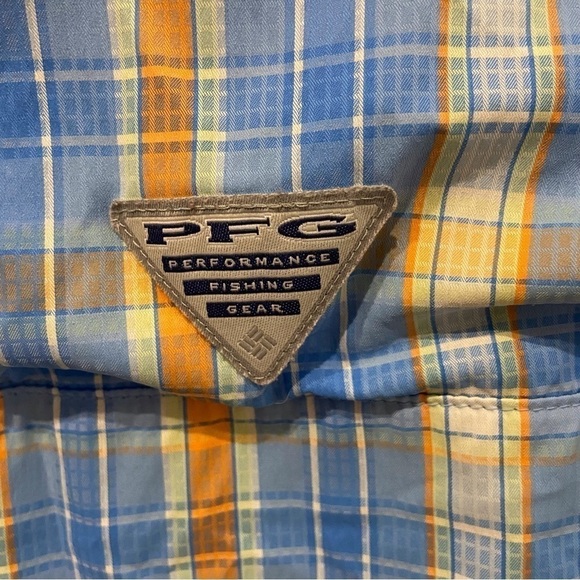 Columbia PFG Button Up Fishing Shirt Mens Large Plaid Vented Roll Tab Sleeves - Picture 6 of 12